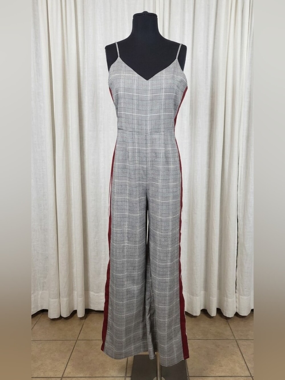 Sugarlips grey glen plaid jumpsuit